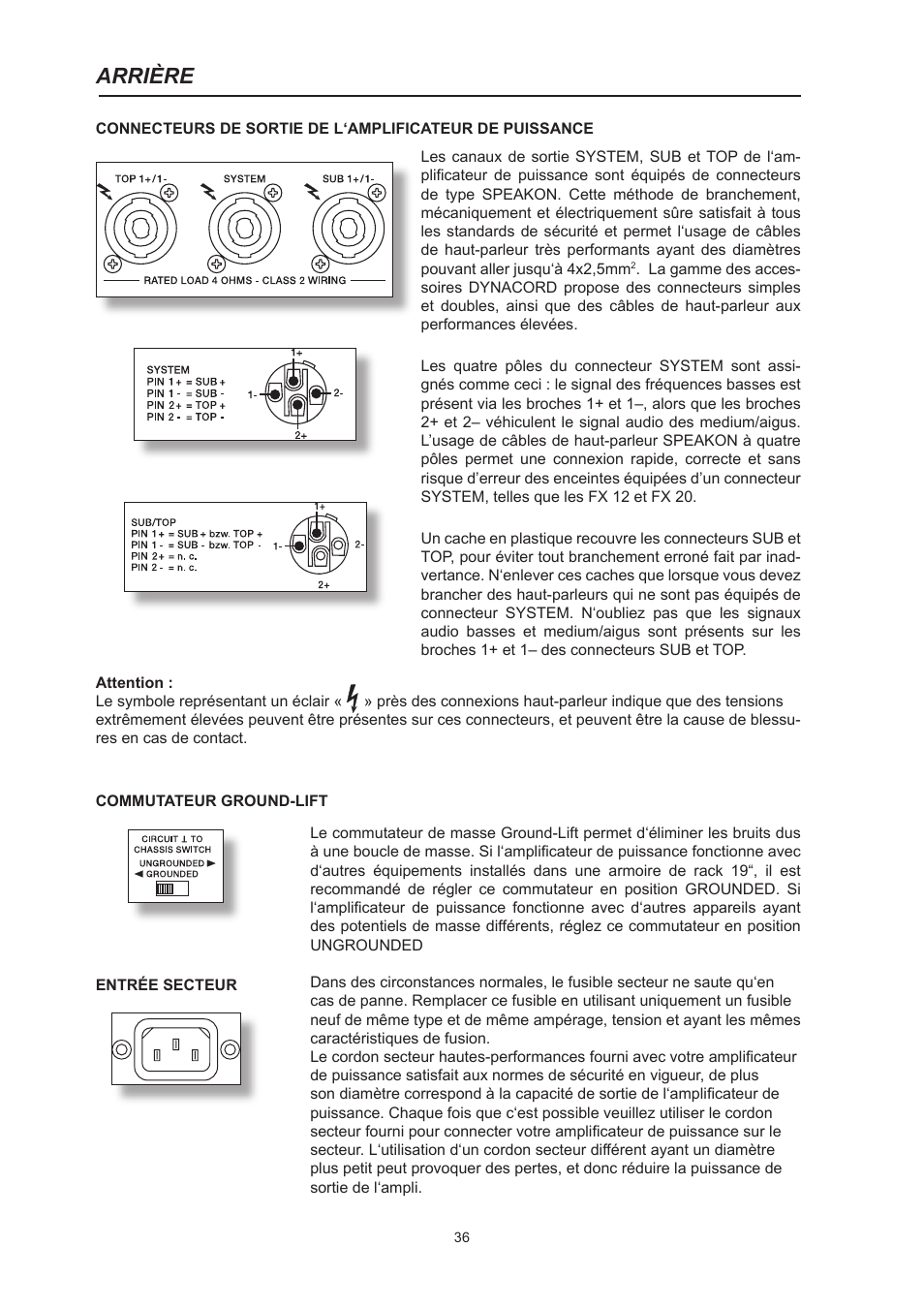 Arrière | Dynacord System Power Amp Xa 4000 User Manual | Page 36 / 48