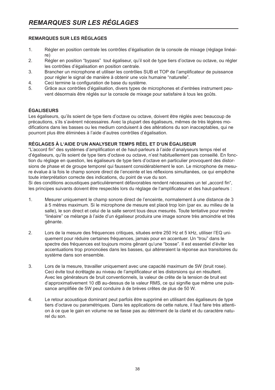 Remarques sur les réglages | Dynacord System Power Amp Xa 4000 User Manual | Page 38 / 48