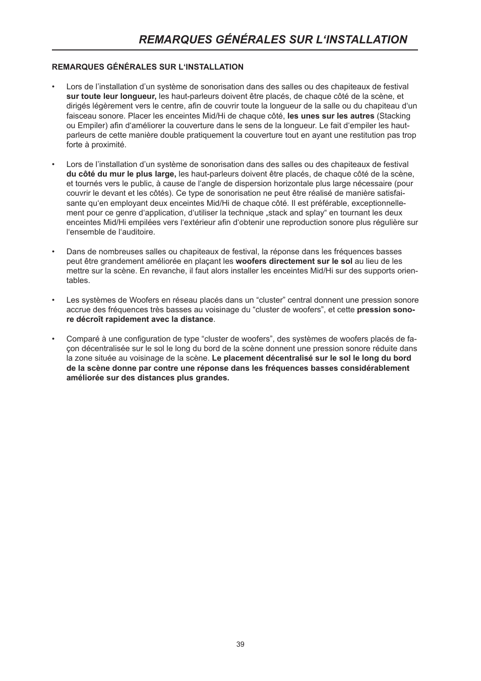 Remarques générales sur l‘installation | Dynacord System Power Amp Xa 4000 User Manual | Page 39 / 48