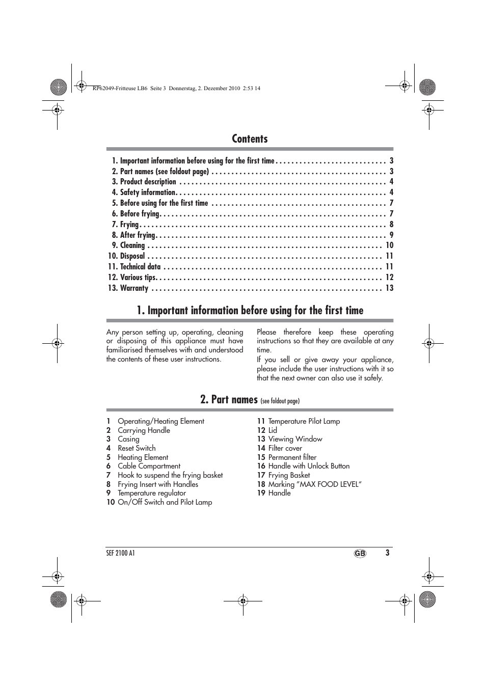 Silvercrest SEF 2100 A1 User Manual | Page 5 / 18