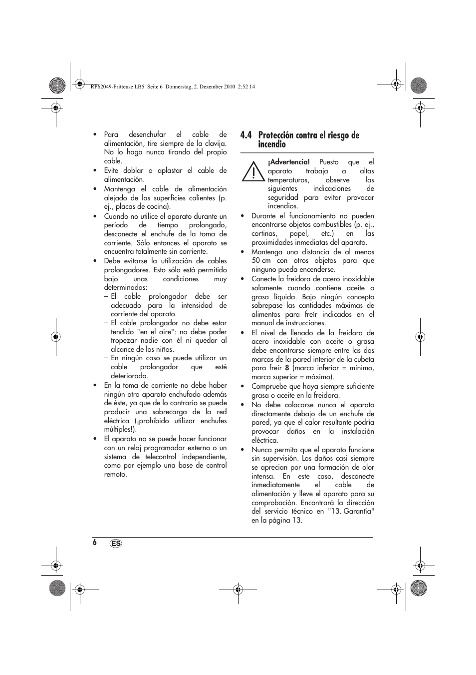 4 protección contra el riesgo de incendio | Silvercrest SEF 2100 A1 User Manual | Page 8 / 62