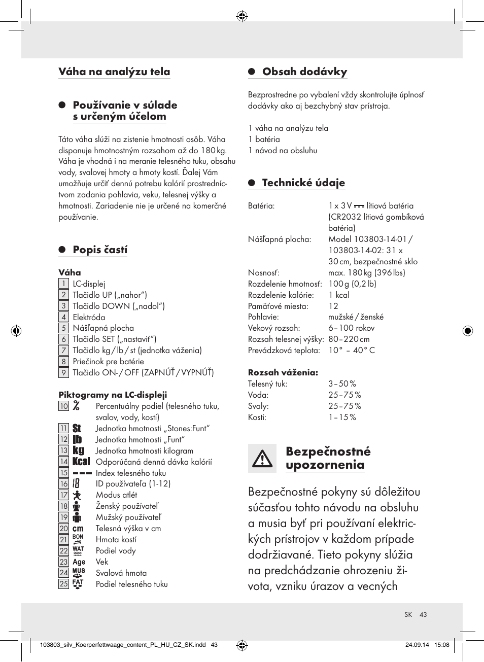 Silvercrest 103803-14-01/103803-14-02 User Manual | Page 43 / 57