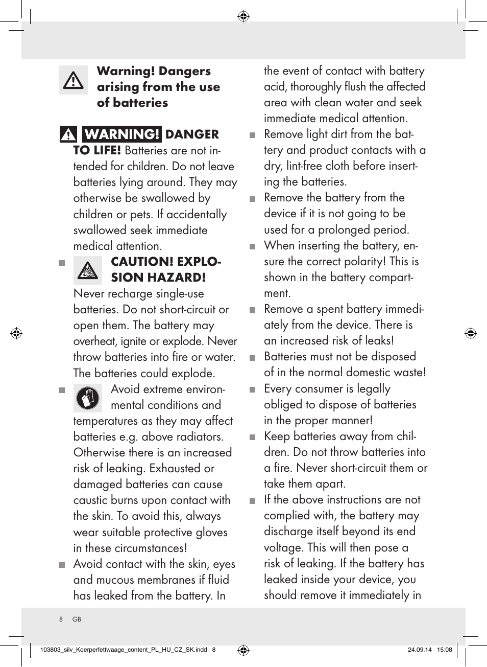 Silvercrest 103803-14-01/103803-14-02 User Manual | Page 8 / 57