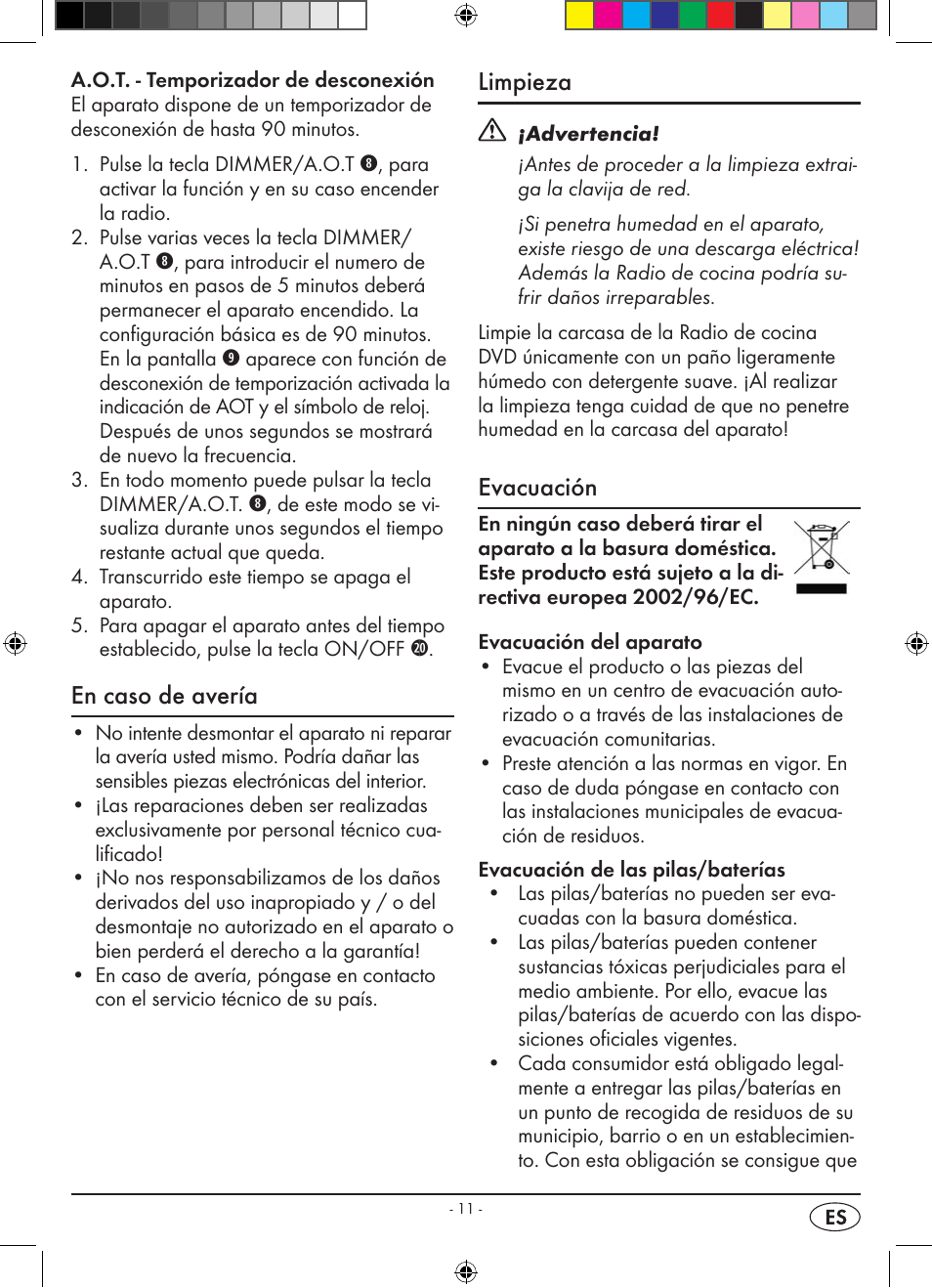 En caso de avería, Limpieza, Evacuación | Silvercrest KH 2398 User Manual | Page 13 / 62