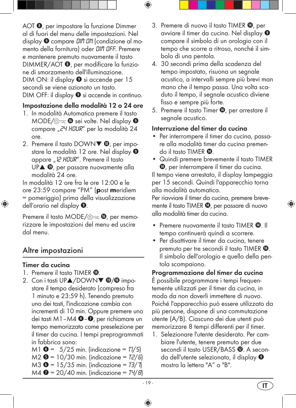 Altre impostazioni | Silvercrest KH 2398 User Manual | Page 21 / 62