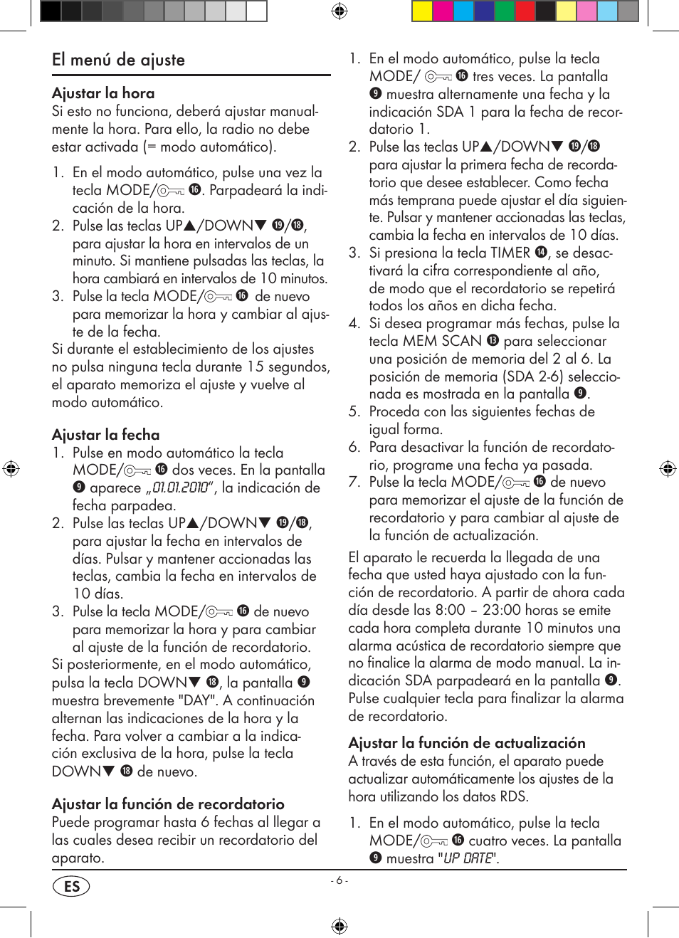 El menú de ajuste | Silvercrest KH 2398 User Manual | Page 8 / 62