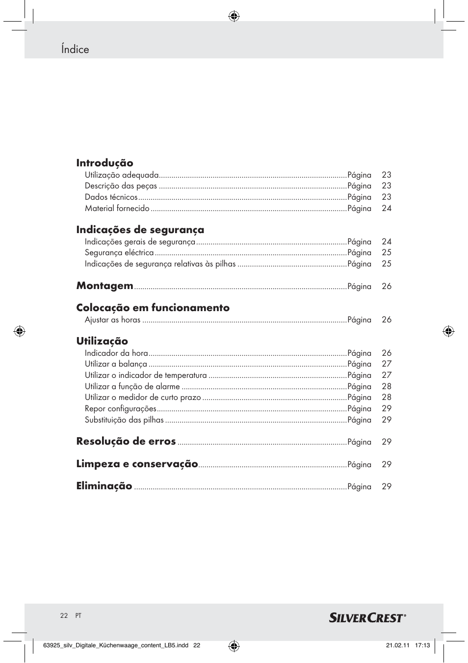 Índice | Silvercrest Z30170 User Manual | Page 20 / 45