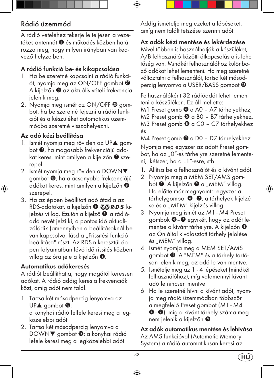 Rádió üzemmód | Silvercrest KH 2398 User Manual | Page 35 / 98