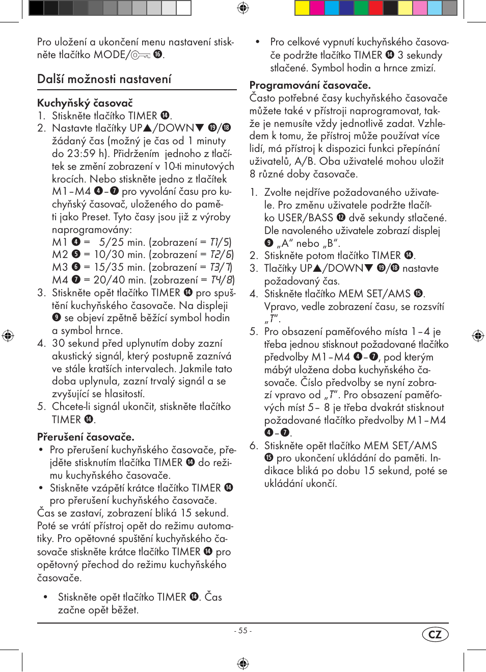 Další možnosti nastavení | Silvercrest KH 2398 User Manual | Page 57 / 98