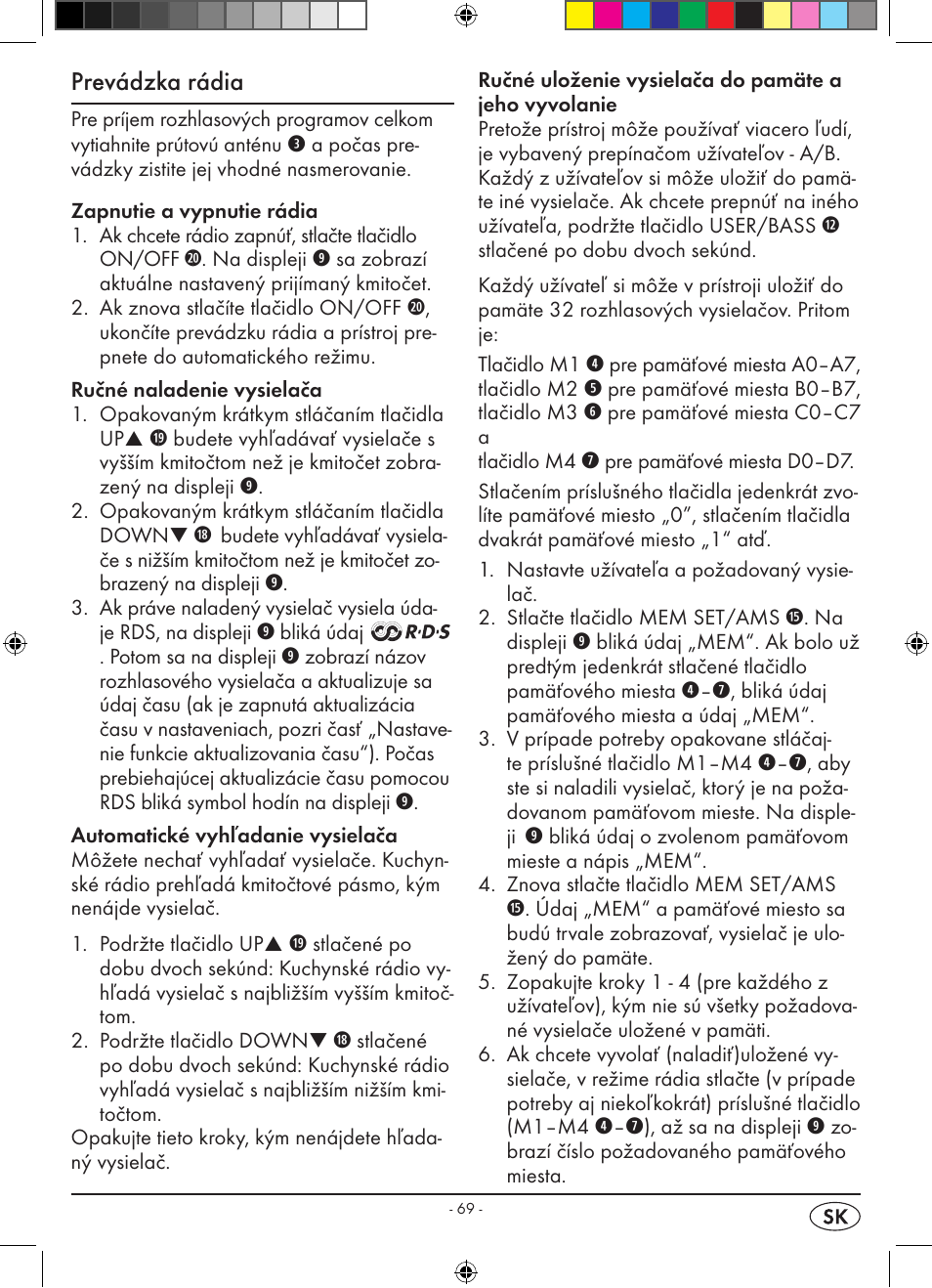 Prevádzka rádia | Silvercrest KH 2398 User Manual | Page 71 / 98