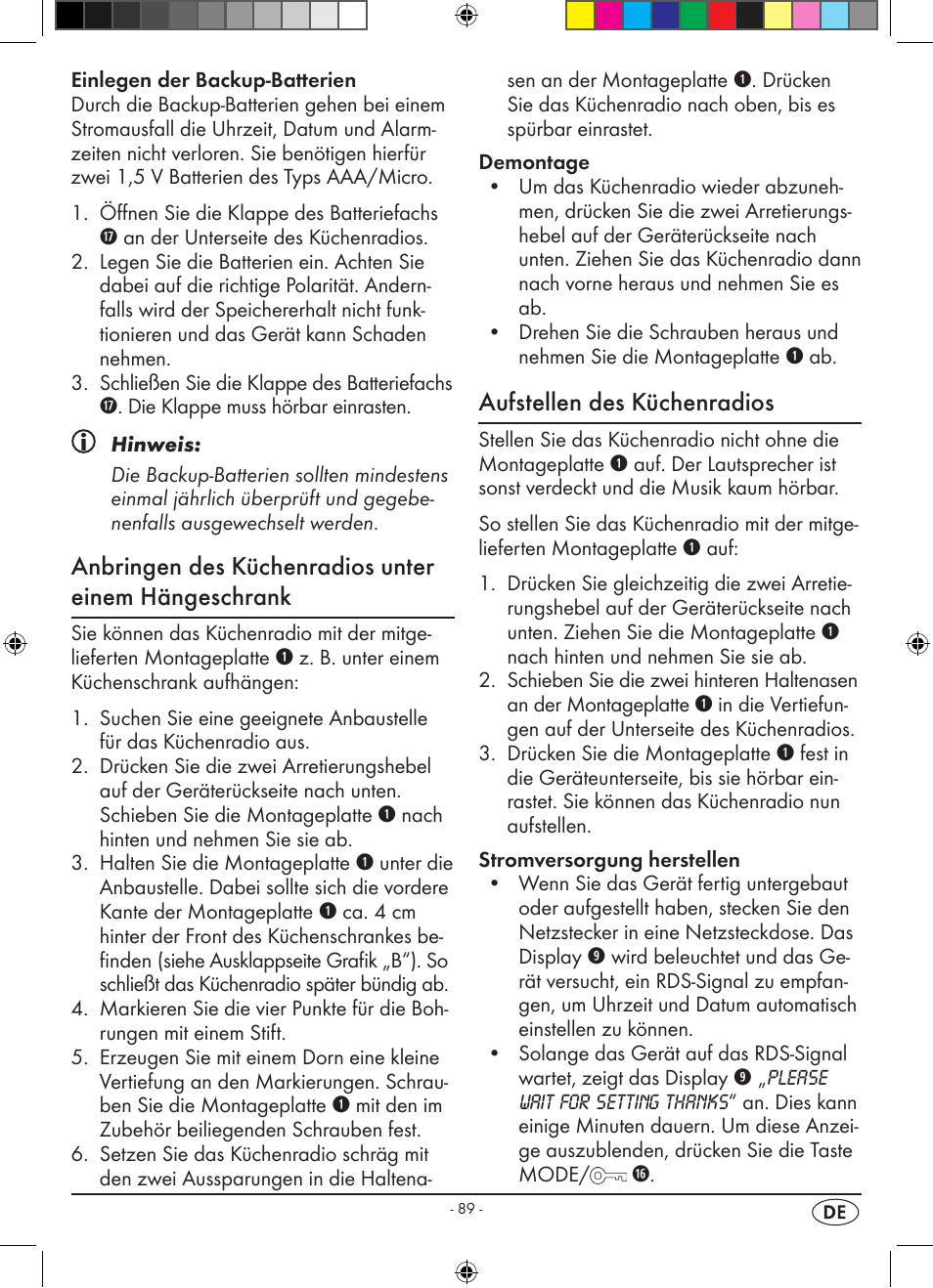 Aufstellen des küchenradios | Silvercrest KH 2398 User Manual | Page 91 / 98