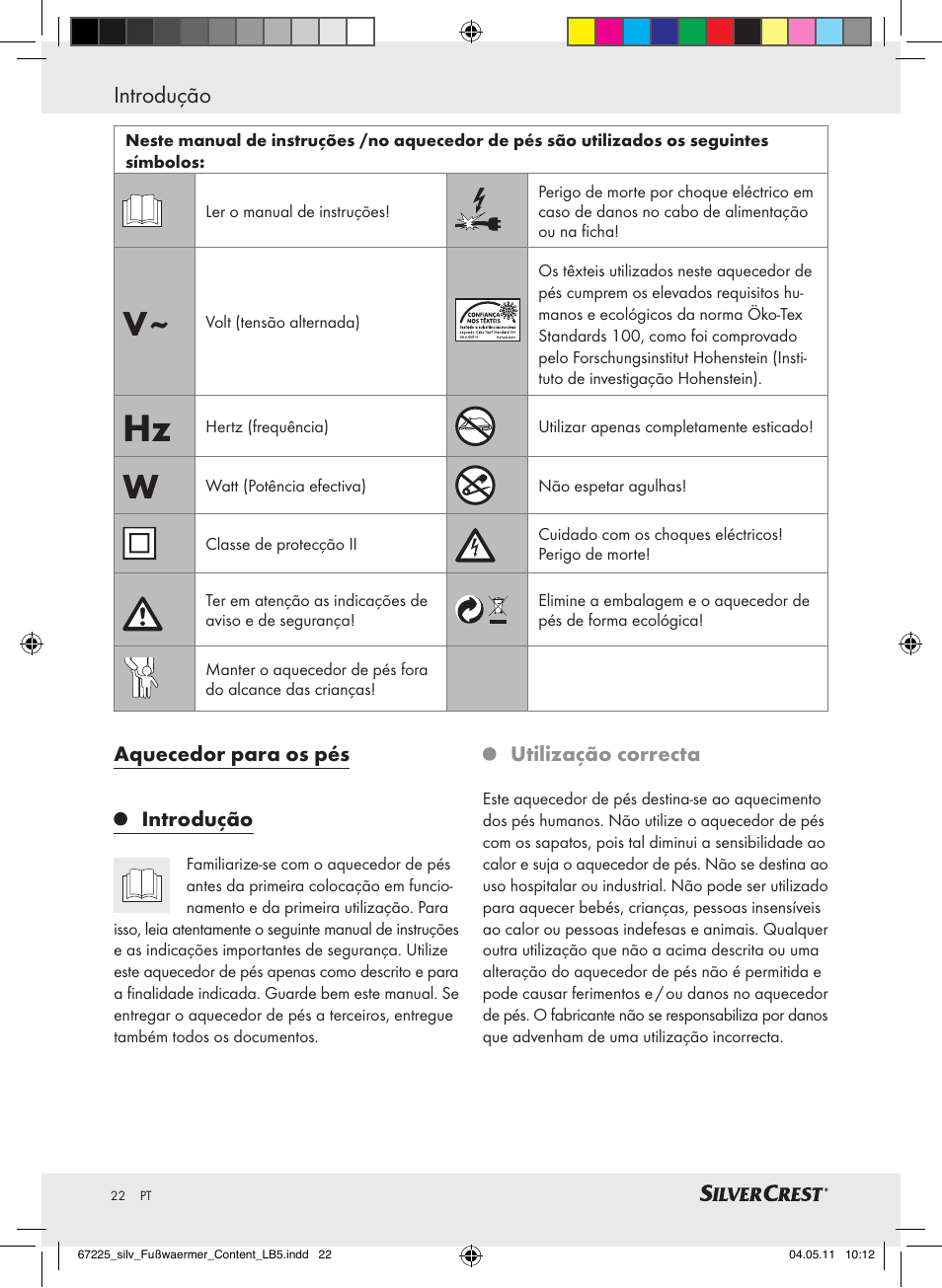 Introdução | Silvercrest Foot Warmer User Manual | Page 18 / 40