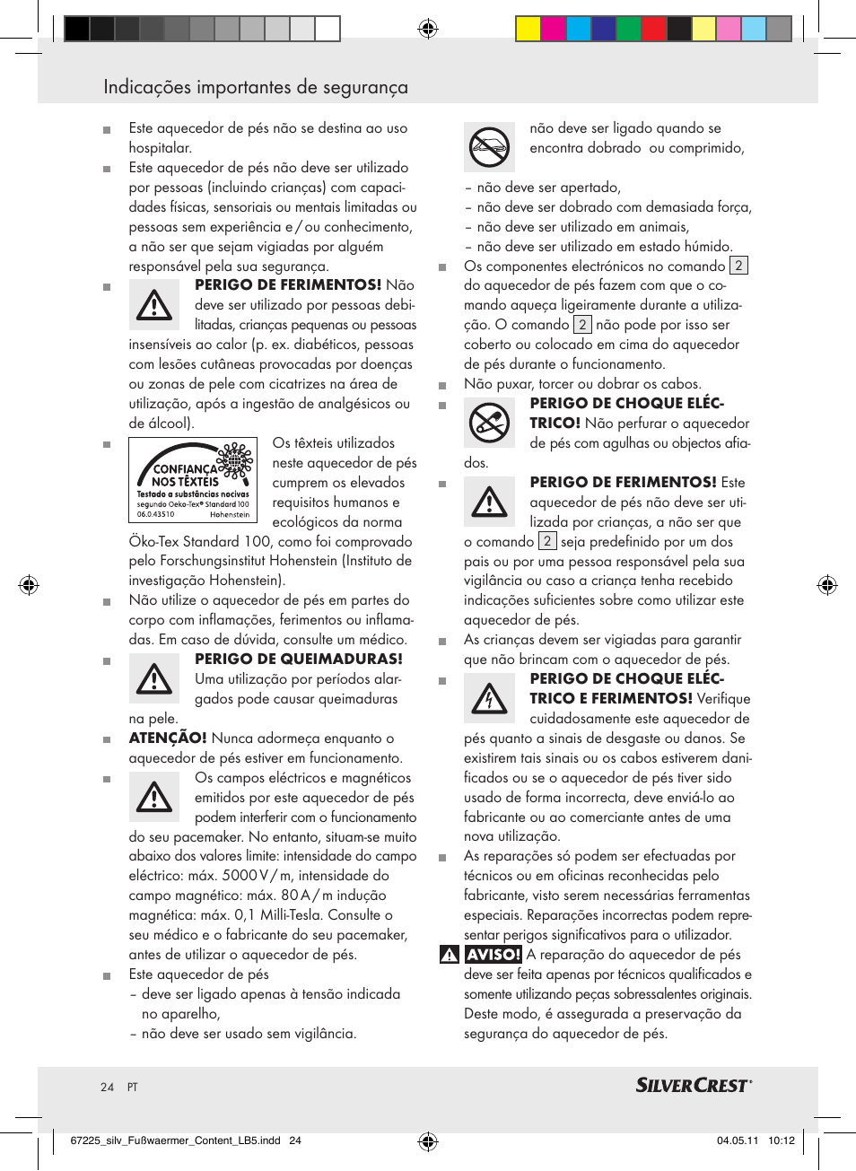 Indicações importantes de segurança | Silvercrest Foot Warmer User Manual | Page 20 / 40