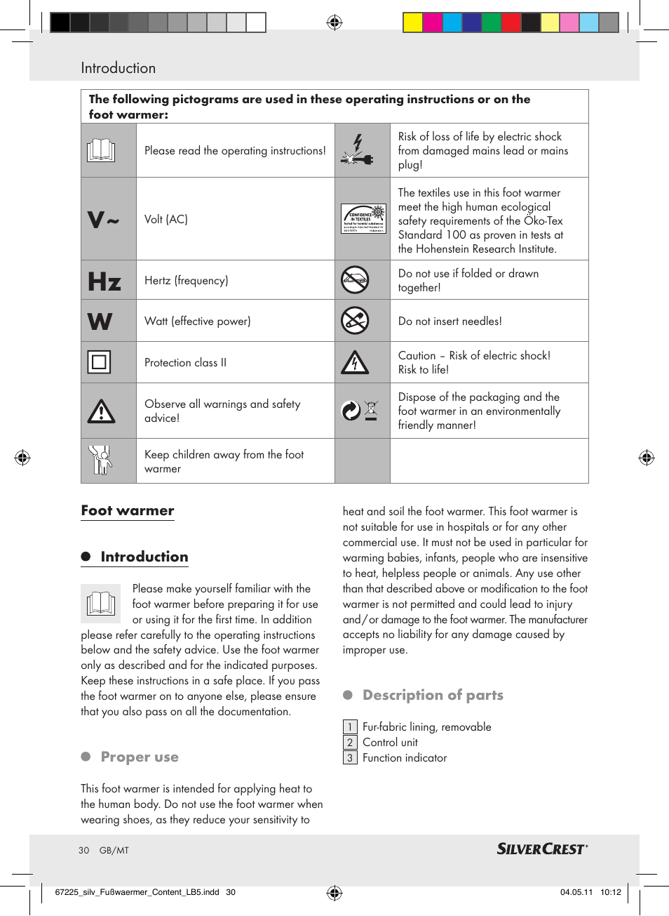 Introduction | Silvercrest Foot Warmer User Manual | Page 26 / 40