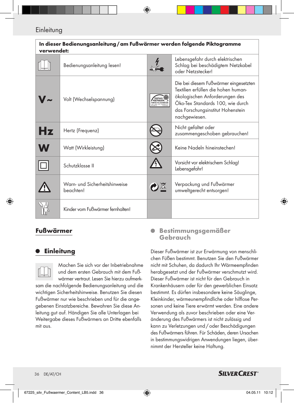 Einleitung | Silvercrest Foot Warmer User Manual | Page 32 / 40