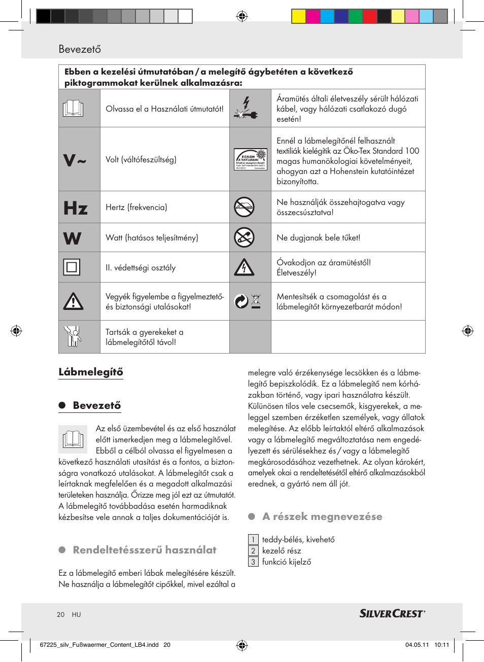 Bevezető | Silvercrest Foot Warmer User Manual | Page 16 / 52