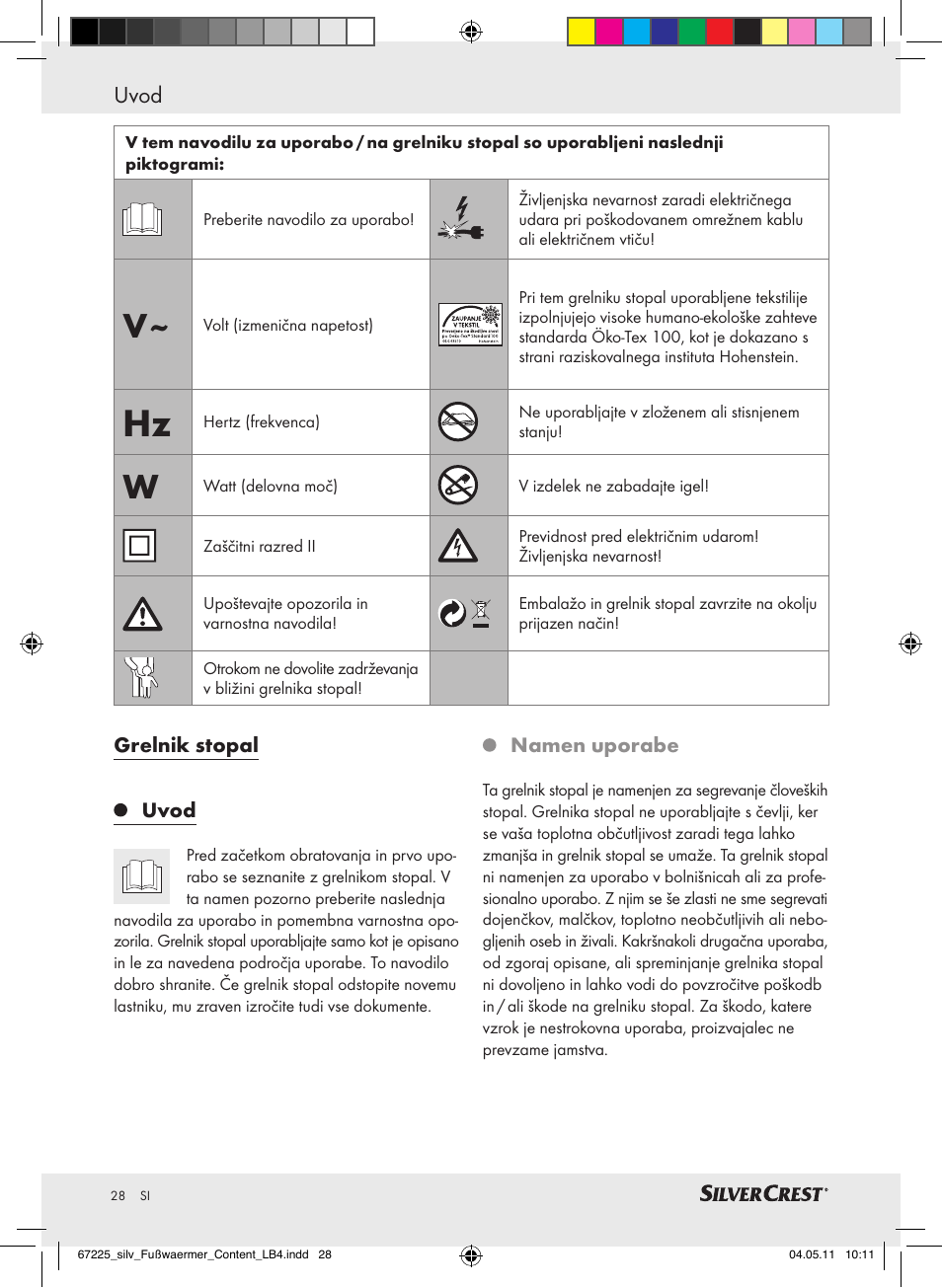 Uvod | Silvercrest Foot Warmer User Manual | Page 24 / 52