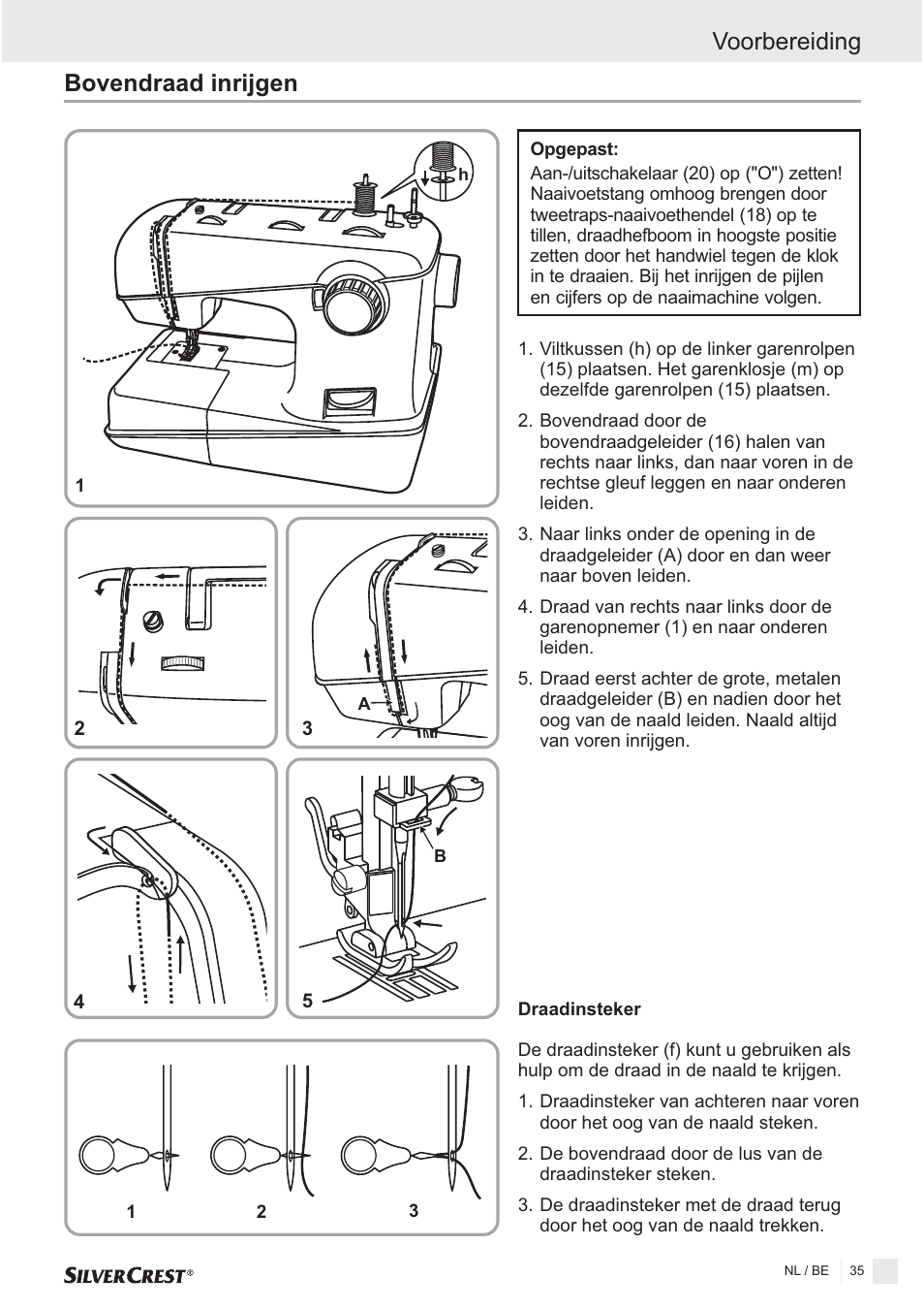 Bovendraad inrijgen voorbereiding | Silvercrest SNMD 33 A1 User Manual | Page 35 / 94