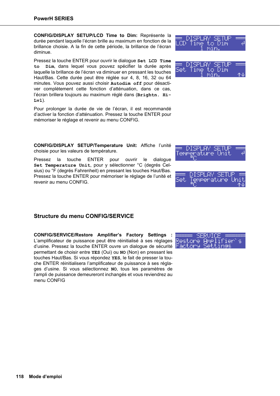 Structure du menu config/service | Dynacord H 2500 User Manual | Page 118 / 148