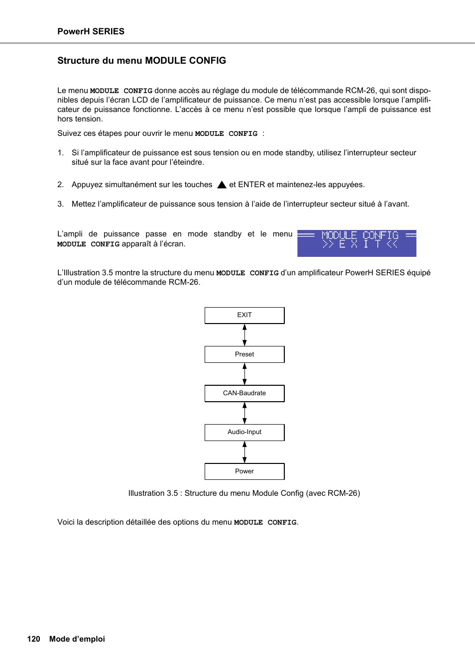 Structure du menu module config | Dynacord H 2500 User Manual | Page 120 / 148