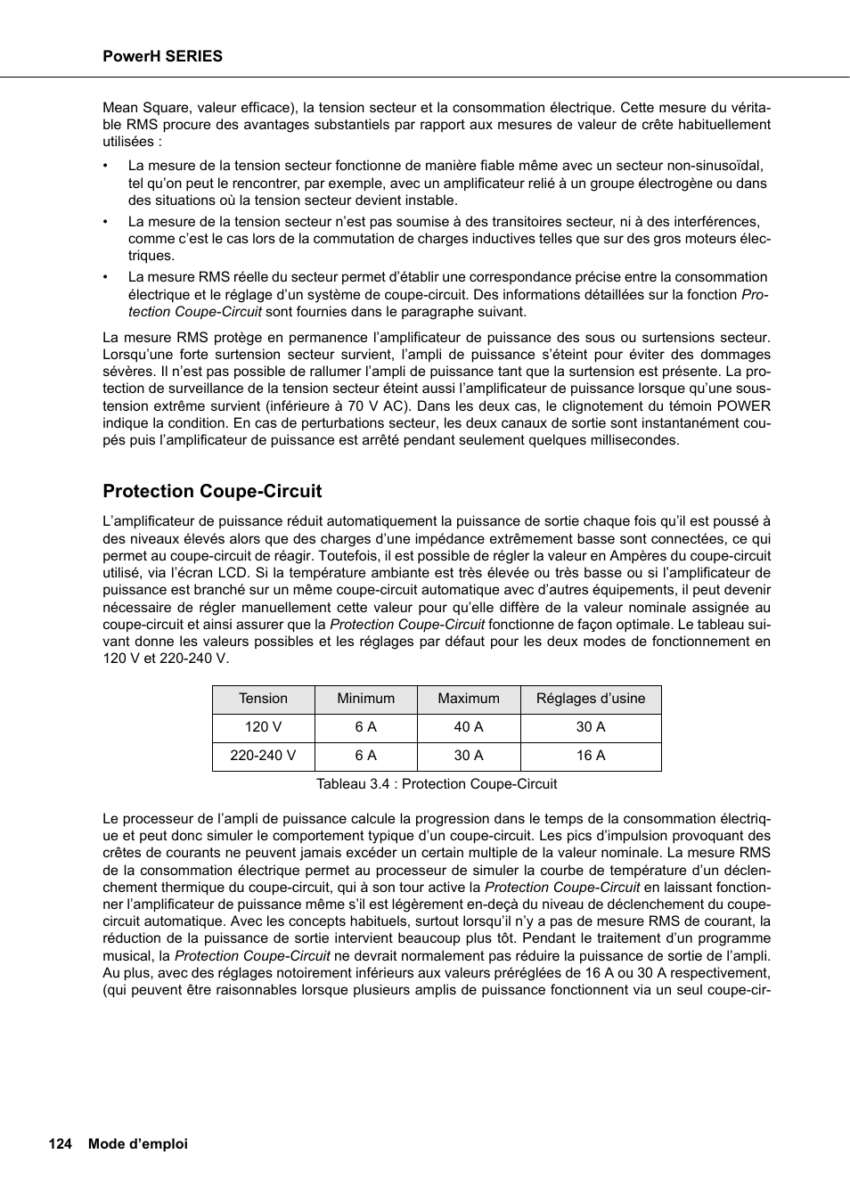 Protection coupe-circuit | Dynacord H 2500 User Manual | Page 124 / 148
