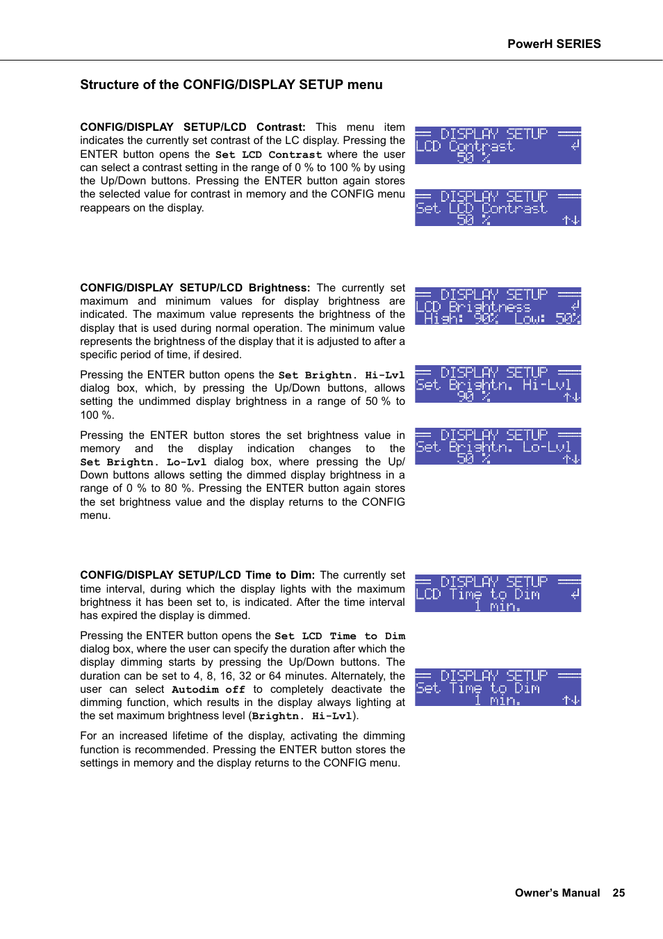 Structure of the config/display setup menu | Dynacord H 2500 User Manual | Page 25 / 148