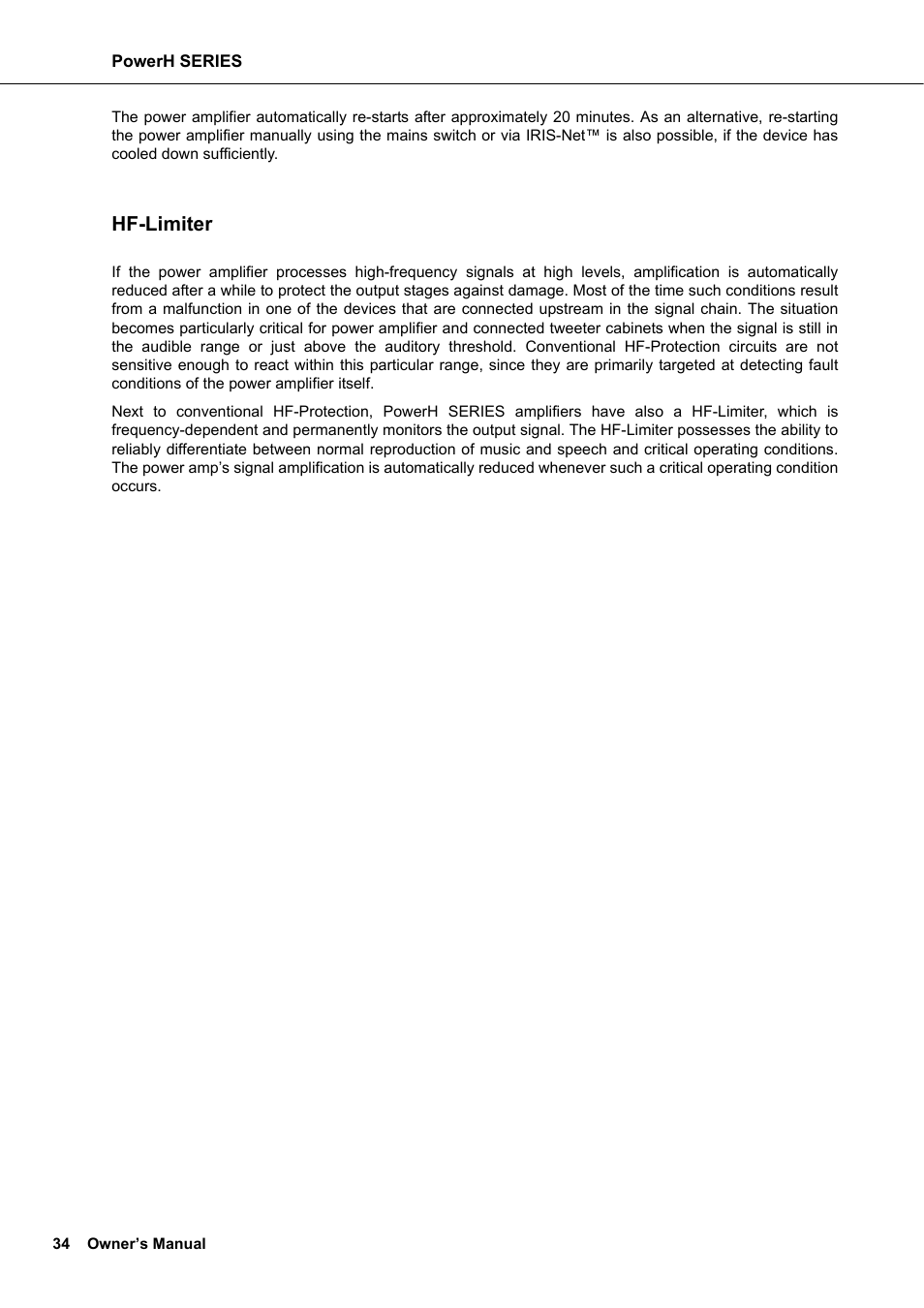 Hf-limiter | Dynacord H 2500 User Manual | Page 34 / 148
