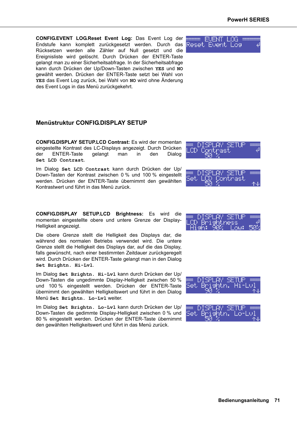 Menüstruktur config.display setup | Dynacord H 2500 User Manual | Page 71 / 148