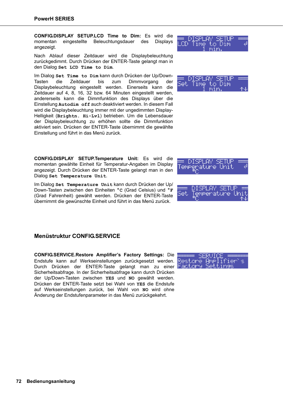 Menüstruktur config.service | Dynacord H 2500 User Manual | Page 72 / 148