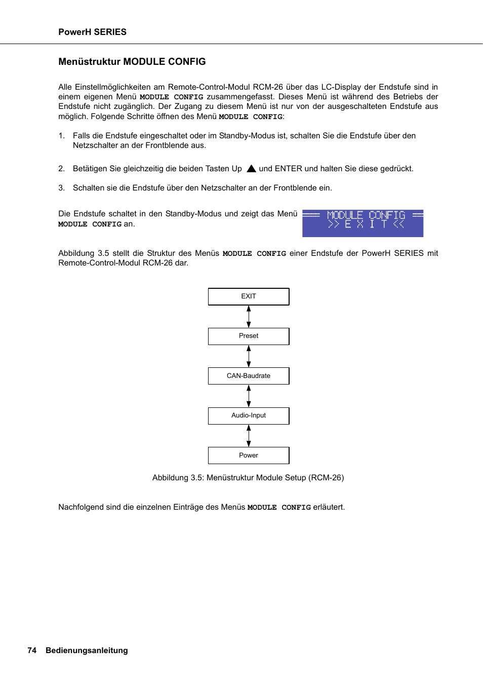 Menüstruktur module config | Dynacord H 2500 User Manual | Page 74 / 148