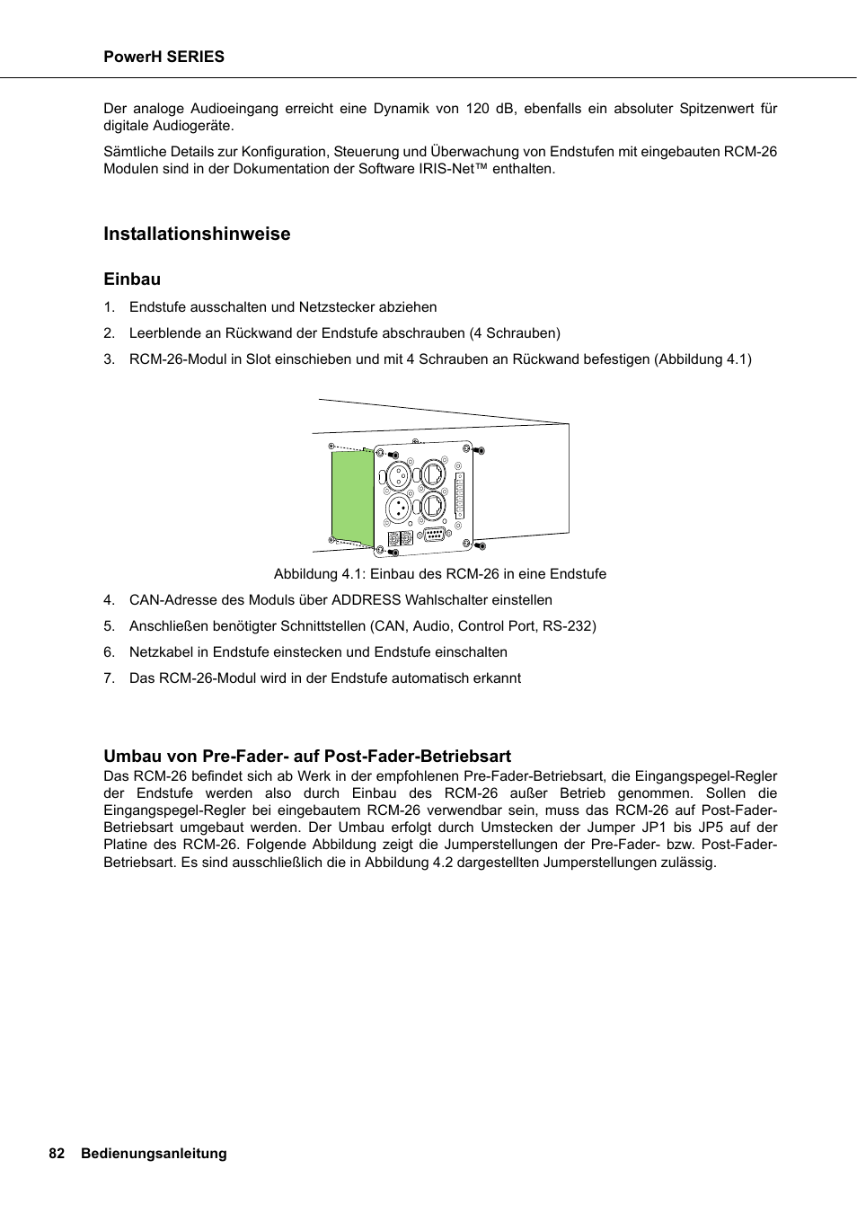 Installationshinweise | Dynacord H 2500 User Manual | Page 82 / 148