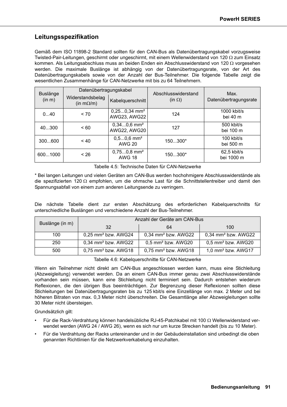 Leitungsspezifikation | Dynacord H 2500 User Manual | Page 91 / 148