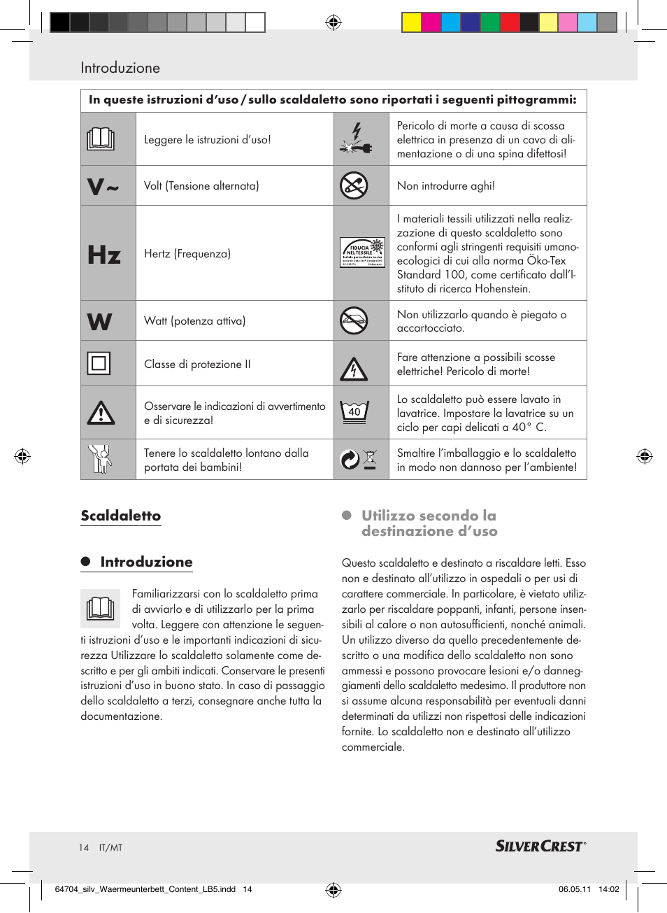 Introduzione | Silvercrest Heated Mattress Pad User Manual | Page 10 / 40