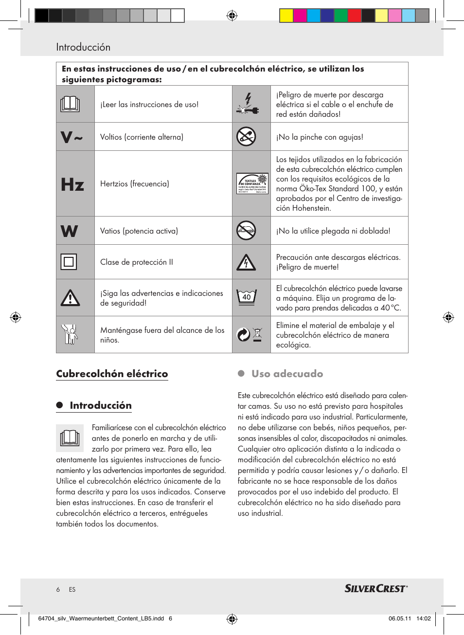 Introducción | Silvercrest Heated Mattress Pad User Manual | Page 2 / 40