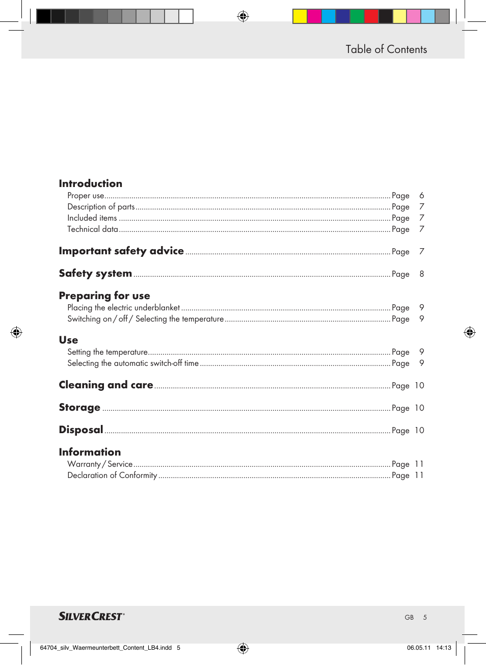 Silvercrest Heated Mattress Pad User Manual | 56 pages