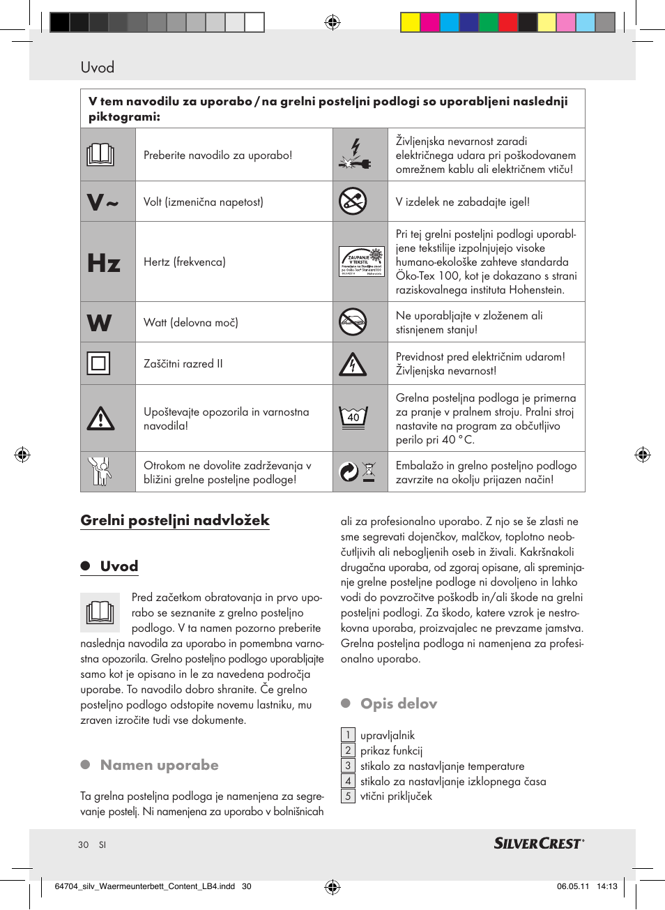 Uvod | Silvercrest Heated Mattress Pad User Manual | Page 26 / 56