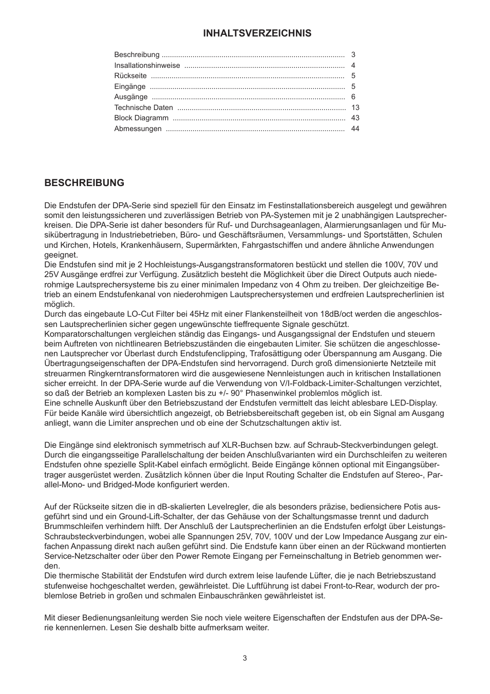Dynacord DPA 4260 User Manual | Page 3 / 48