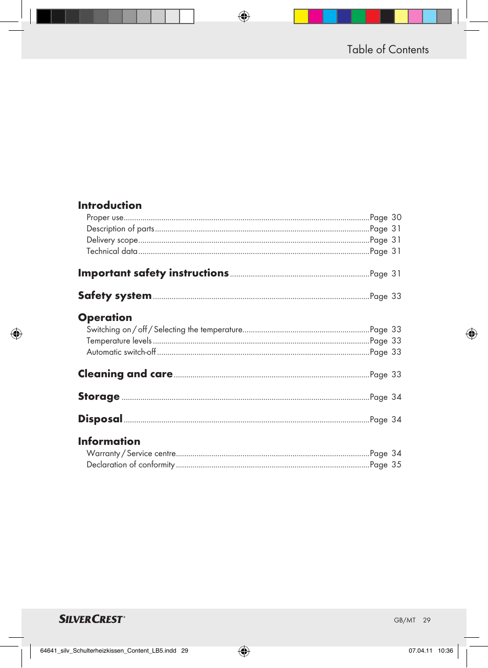 Silvercrest Neck & Shoulder Heating Pad User Manual | Page 25 / 40