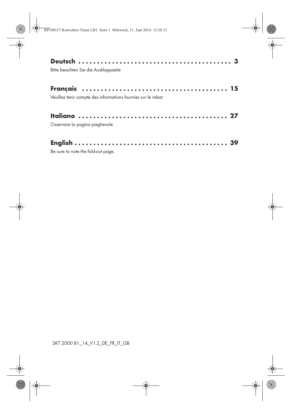 Deutsch, Français, Italiano | English | Silvercrest SKT 2000 B1 User Manual | Page 2 / 54