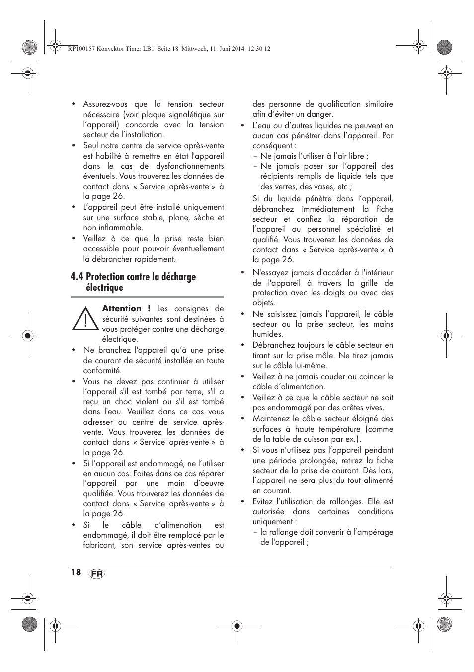 4 protection contre la décharge électrique | Silvercrest SKT 2000 B1 User Manual | Page 20 / 54