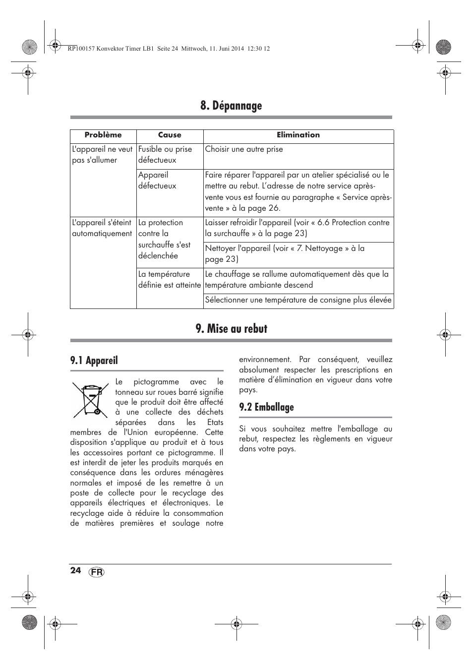 Dépannage 9. mise au rebut, 1 appareil, 2 emballage | Silvercrest SKT 2000 B1 User Manual | Page 26 / 54