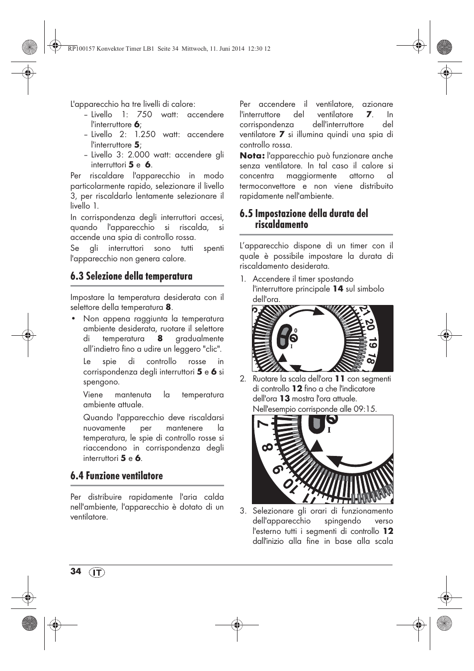 3 selezione della temperatura, 4 funzione ventilatore, 5 impostazione della durata del riscaldamento | Silvercrest SKT 2000 B1 User Manual | Page 36 / 54