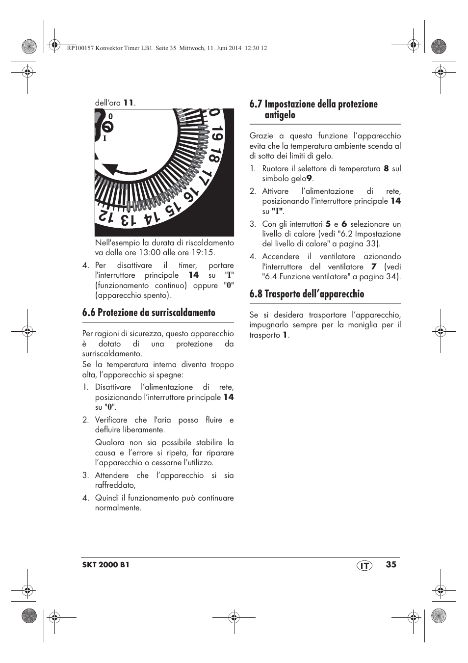 6 protezione da surriscaldamento, 7 impostazione della protezione antigelo, 8 trasporto dell’apparecchio | Silvercrest SKT 2000 B1 User Manual | Page 37 / 54