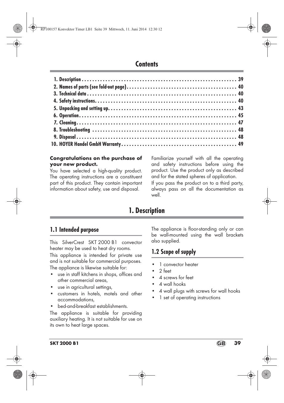 Silvercrest SKT 2000 B1 User Manual | Page 41 / 54