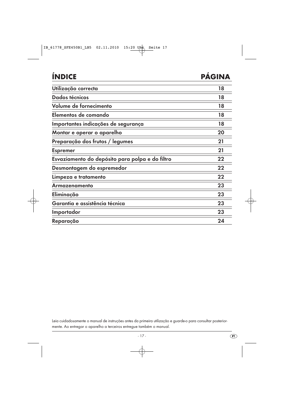 Índice página | Silvercrest SFE 450 B1 User Manual | Page 19 / 43