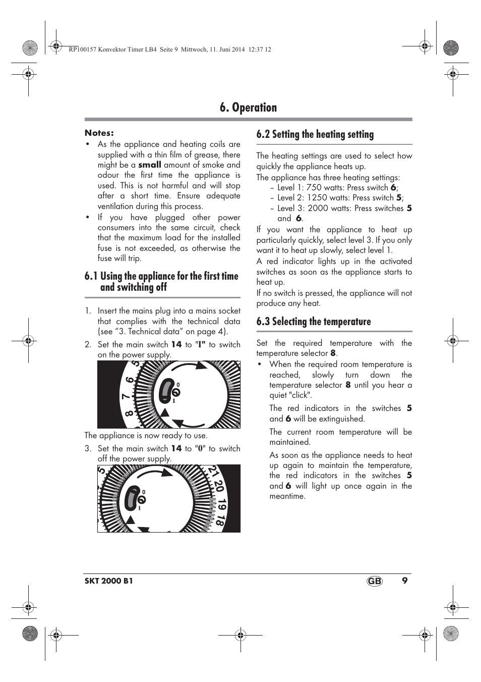 Operation, 2 setting the heating setting, 3 selecting the temperature | Silvercrest SKT 2000 B1 User Manual | Page 11 / 90