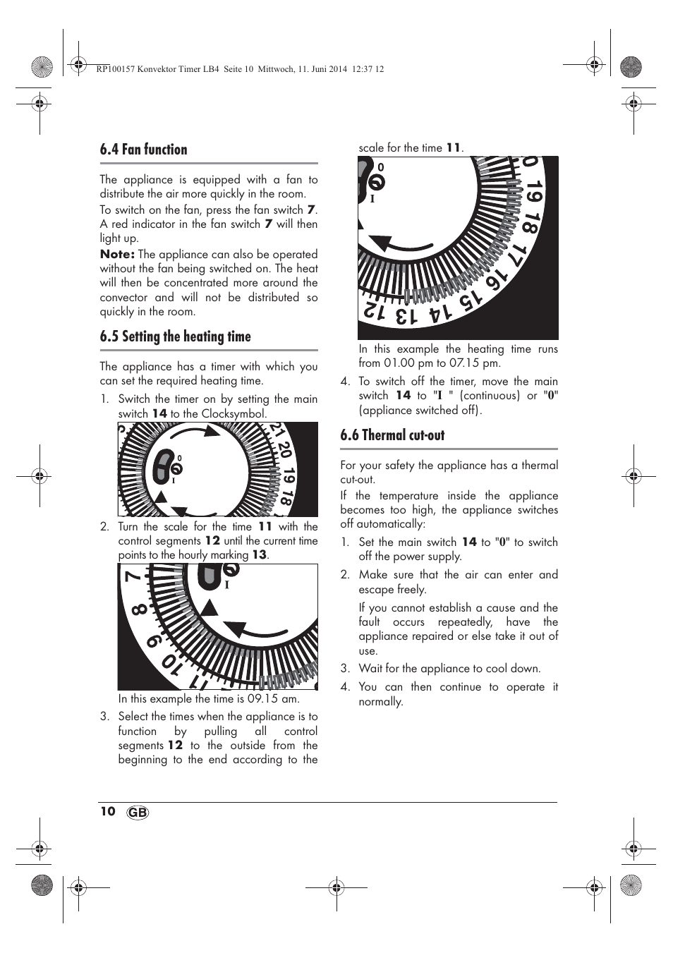 4 fan function, 5 setting the heating time, 6 thermal cut-out | Silvercrest SKT 2000 B1 User Manual | Page 12 / 90