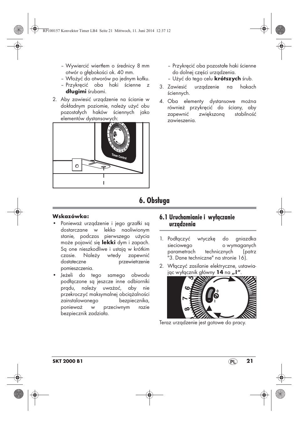 Obsługa, 1 uruchamianie i wyłączanie urządzenia | Silvercrest SKT 2000 B1 User Manual | Page 23 / 90