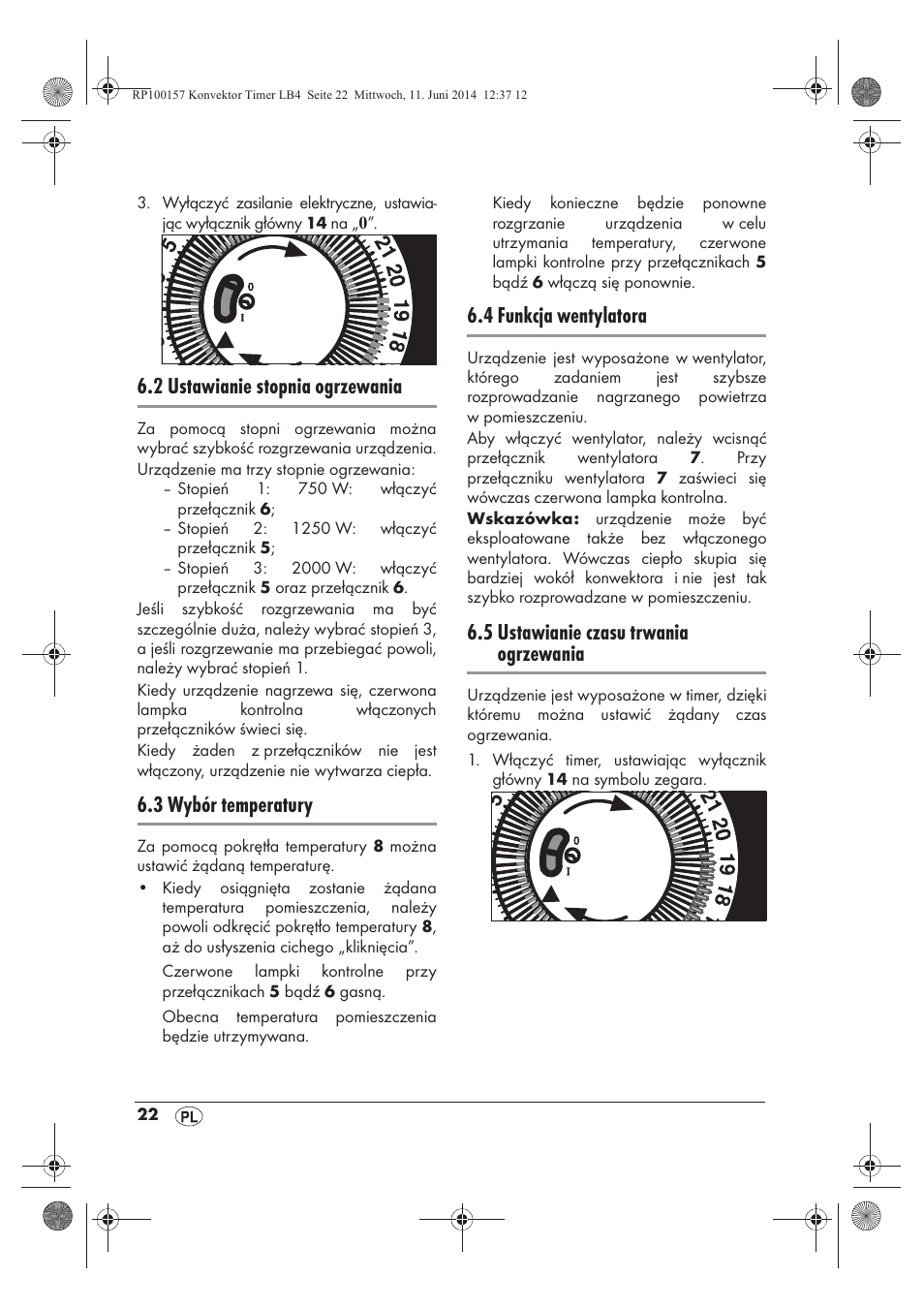 2 ustawianie stopnia ogrzewania, 3 wybór temperatury, 4 funkcja wentylatora | 5 ustawianie czasu trwania ogrzewania | Silvercrest SKT 2000 B1 User Manual | Page 24 / 90