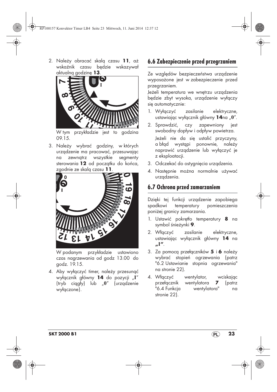 6 zabezpieczenie przed przegrzaniem, 7 ochrona przed zamarzaniem | Silvercrest SKT 2000 B1 User Manual | Page 25 / 90